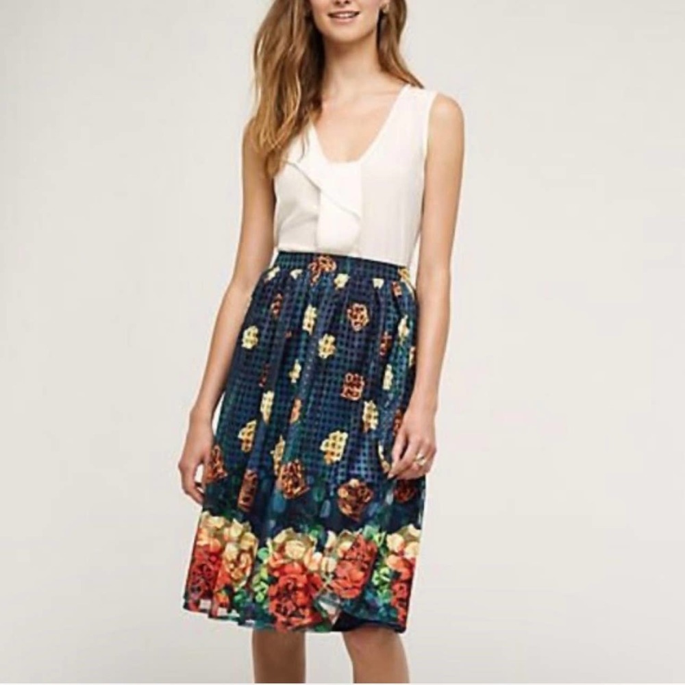 Anthropologie Women’s Sunday‎ in Brooklyn Summer Bouquet Navy Floral Mesh  NWT